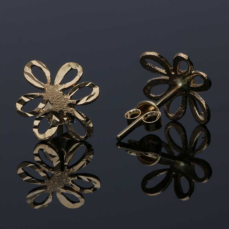 Gold Flower Stud Earrings 18KT - FKJERN18KU3063