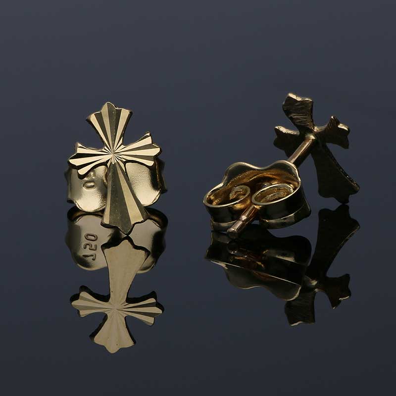 Gold Cross Stud Earrings 18KT - FKJERN18KU3066