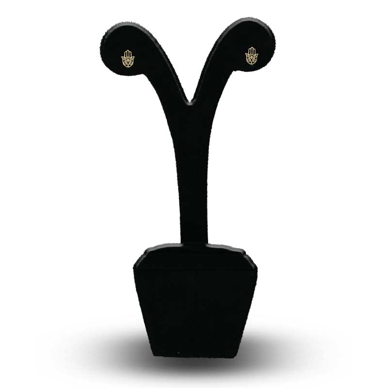 Gold Hamsa Hand Stud Earrings 18KT - FKJERN18KU3074