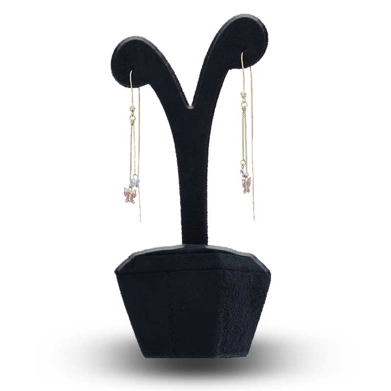 Trio Tone Gold Twin Butterfly Tic Tac Earrings 18KT - FKJERN18KU3078