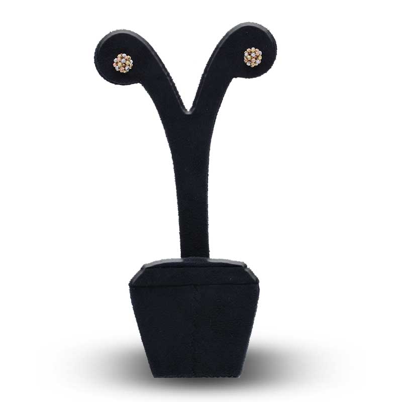 Trio Tone Gold Ball Stud Earrings 18KT - FKJERN18KU3081