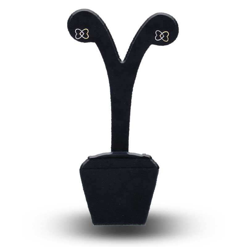 Dual Tone Gold Twin Hearts Stud Earrings 18KT - FKJERN18KU3079