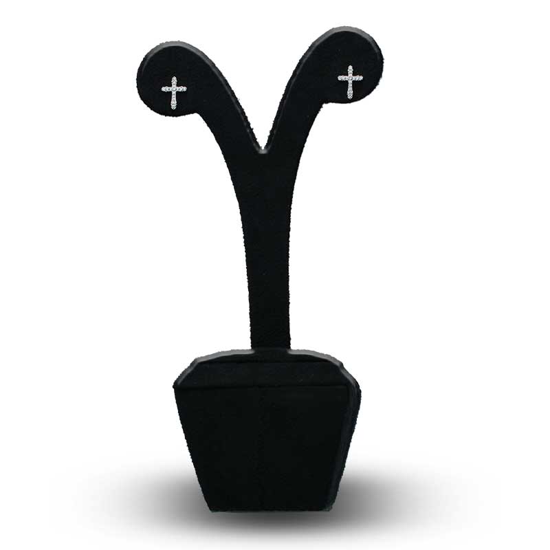 Sterling Silver 925 Cross Shaped Stud Earrings - FKJERNSLU3082