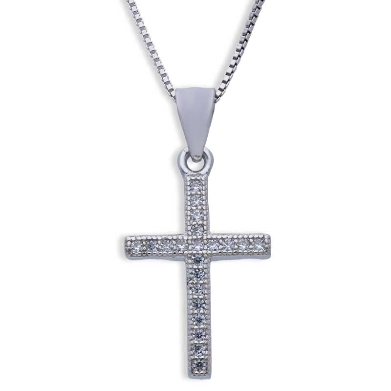 Sterling Silver 925 Cross Shaped Pendant Set (Necklace and Earrings) - FKJNKLSTSLU2020