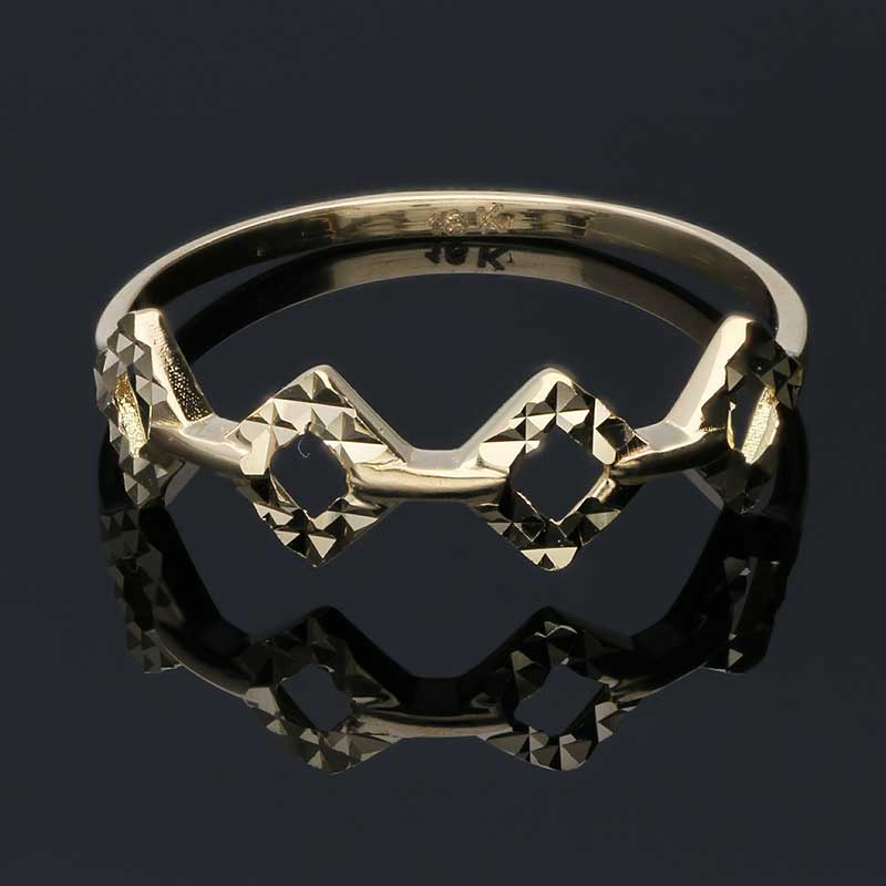 Gold Rhombus Shaped Ring 18KT - FKJRN18KU2021