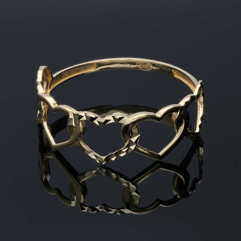 Gold Hearts Shaped Ring 18KT - FKJRN18KU2029