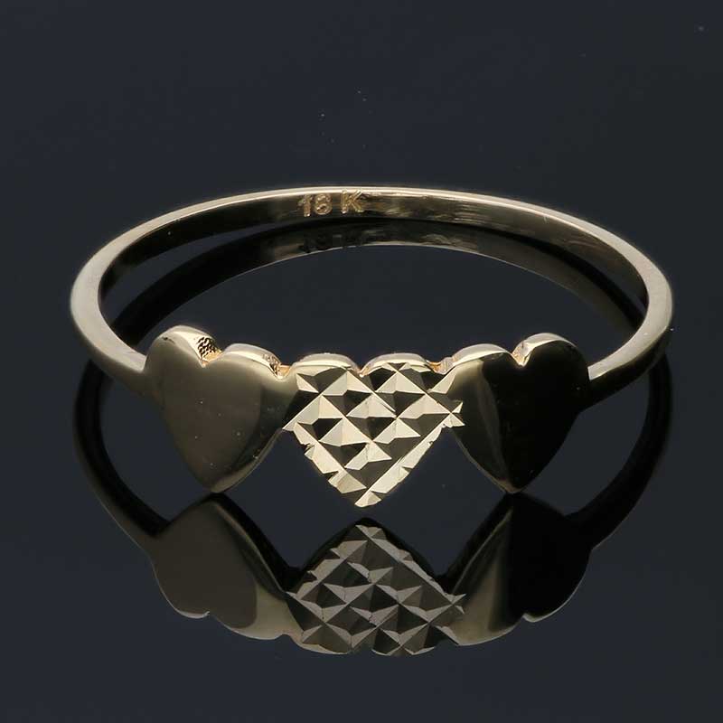Gold Hearts Shaped Ring 18KT - FKJRN18KU2022