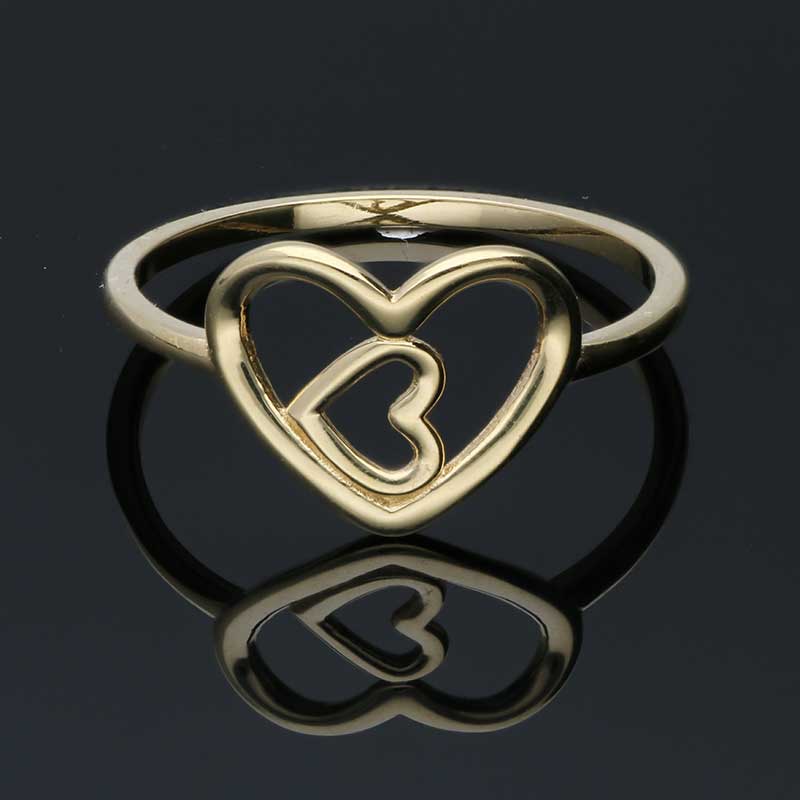 Gold Twin Hearts Shaped Ring 18KT - FKJRN18KU2019