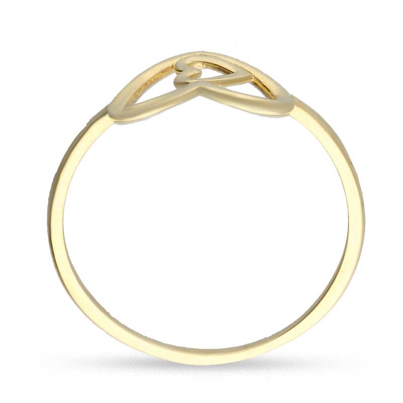 Gold Twin Hearts Shaped Ring 18KT - FKJRN18KU2019