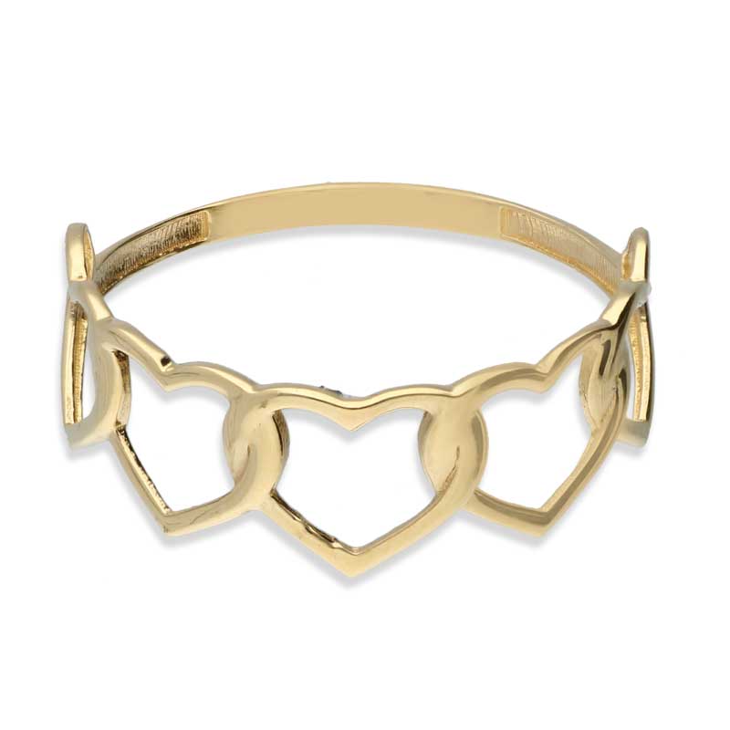 Gold Hearts Shaped Ring 18KT - FKJRN18KU2029