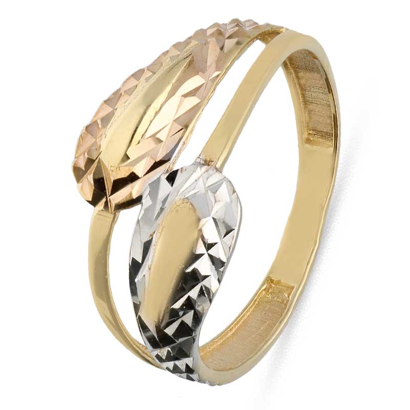 Trio Tone Gold Spiral Ring 18KT - FKJRN18KU2032