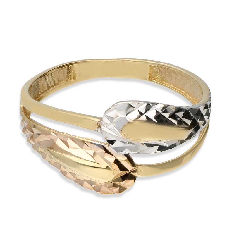 Trio Tone Gold Spiral Ring 18KT - FKJRN18KU2032