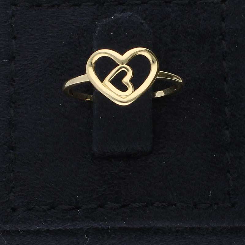 Gold Twin Hearts Shaped Ring 18KT - FKJRN18KU2019
