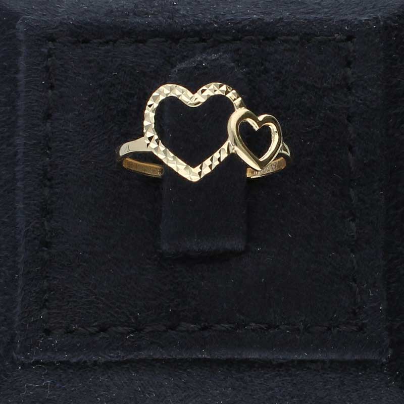 Gold Twin Heart Shaped Ring 18KT - FKJRN18KU2027
