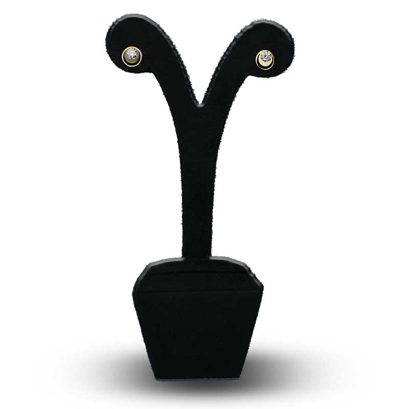 Gold Round Shaped Solitaire Stud Earrings 18KT - FKJERN18KU3084