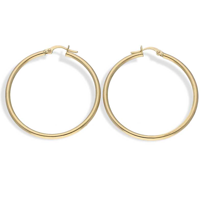Gold Long Hoop Earrings 18KT - FKJERN18KU3092