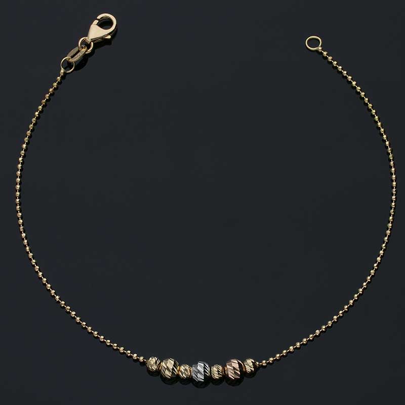 Trio Tone Gold Beads Bracelet 18KT - FKJBRL18KU1037
