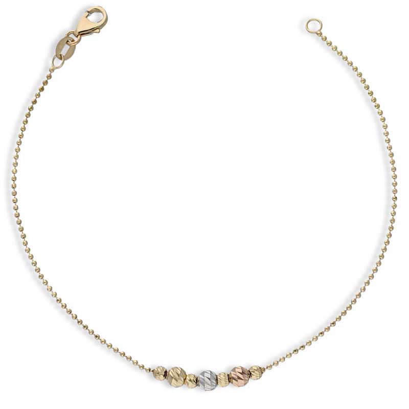 Trio Tone Gold Beads Bracelet 18KT - FKJBRL18KU1037