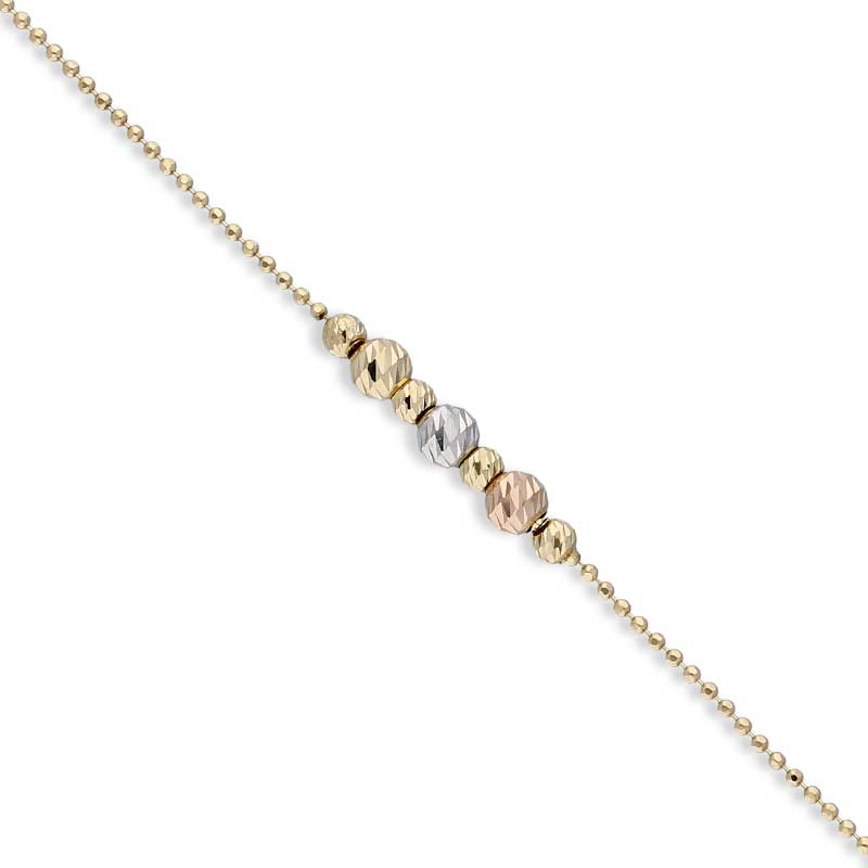 Trio Tone Gold Beads Bracelet 18KT - FKJBRL18KU1037