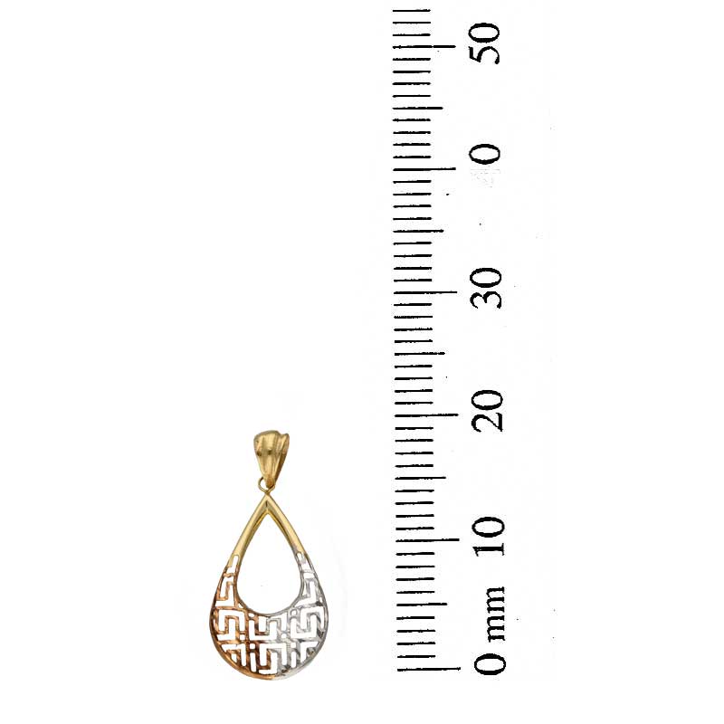 Dual Tone Gold Necklace (Chain with Pear shaped Pendant) 18KT - FKJNKL18KU1090