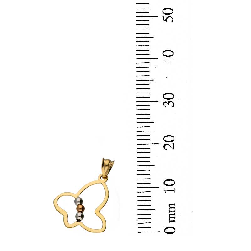 Trio Tone Gold Necklace (Chain with Butterfly Pendant) 18KT - FKJNKL18KU1095
