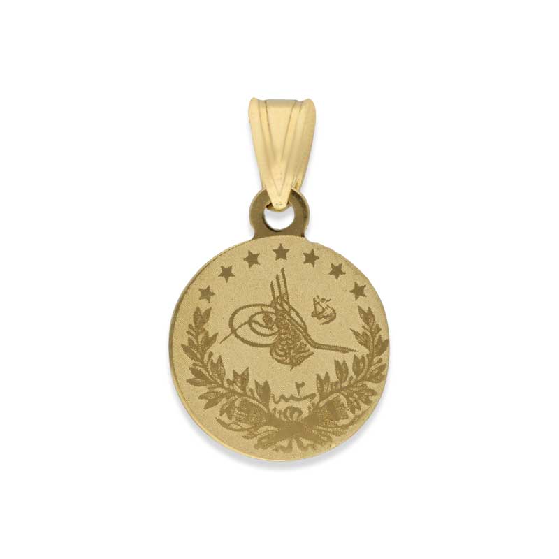 Gold Coin Shaped Pendant 18KT - FKJPND18KU1092