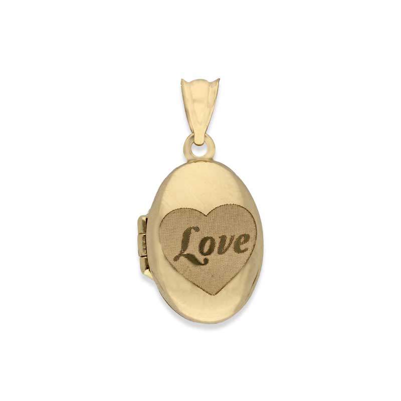 Gold Oval Shaped Love Locket Pendant 18KT - FKJPND18KU1097