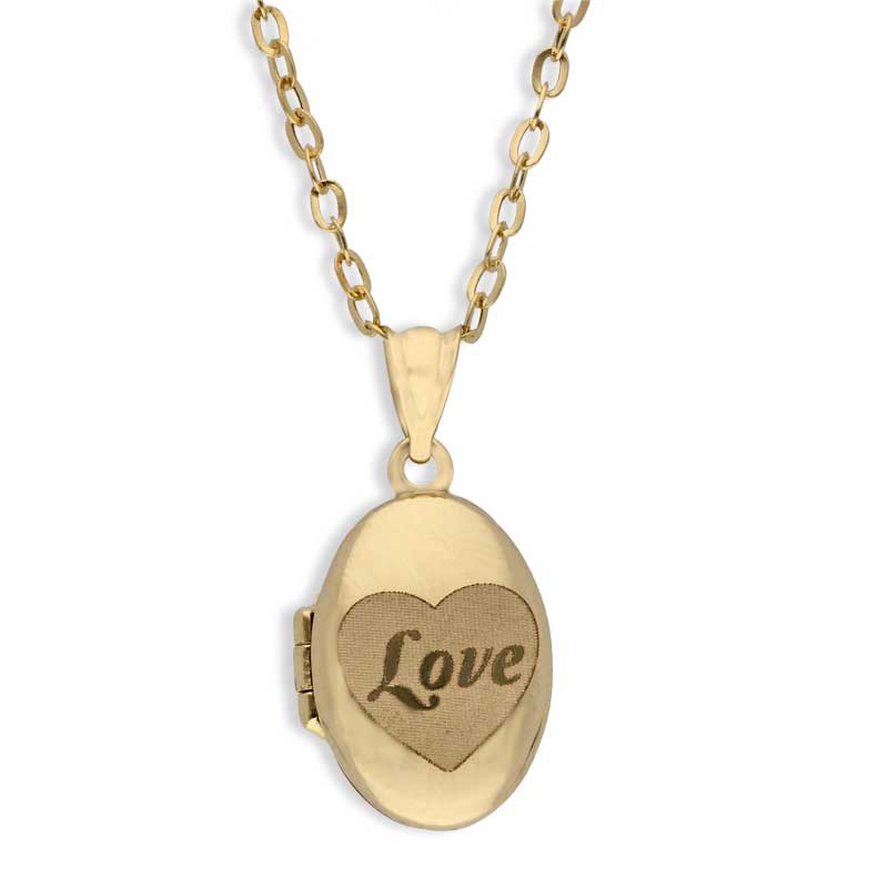 Gold Necklace (Chain with Oval Shaped Love Locket Pendant) 18KT - FKJNKL18KU1097