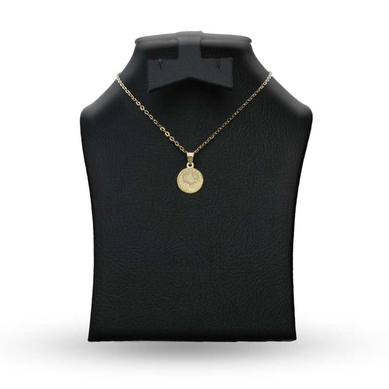 Gold Necklace (Chain with Coin Shaped Pendant) 18KT - FKJNKL18KU1092
