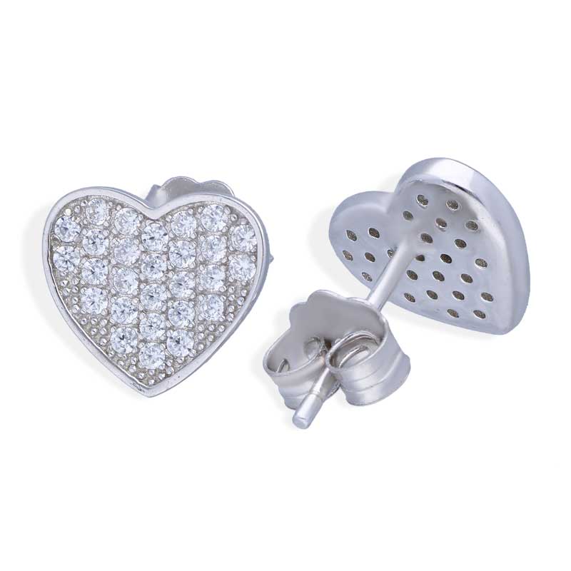 Sterling Silver 925 Heart Pendant Set (Necklace and Earrings) - FKJNKLSTSLU2021