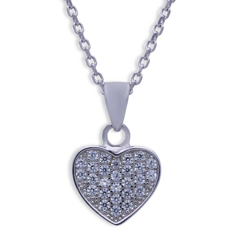 Sterling Silver 925 Heart Pendant Set (Necklace and Earrings) - FKJNKLSTSLU2021
