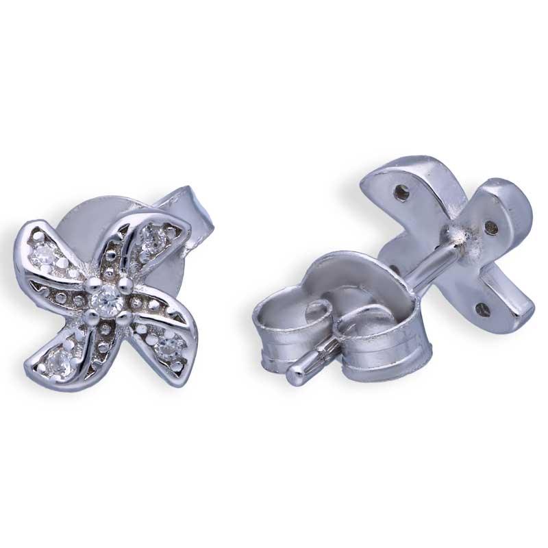 Sterling Silver 925 Flower Stud Earrings - FKJERNSLU3102