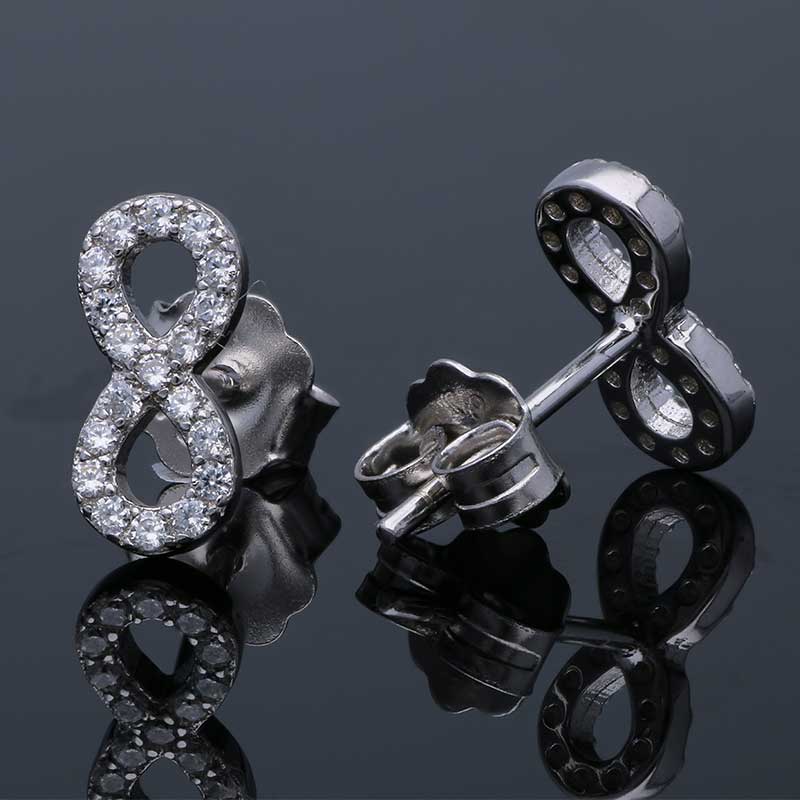 Sterling Silver 925 Infinity Stud Earrings - FKJERNSLU3101