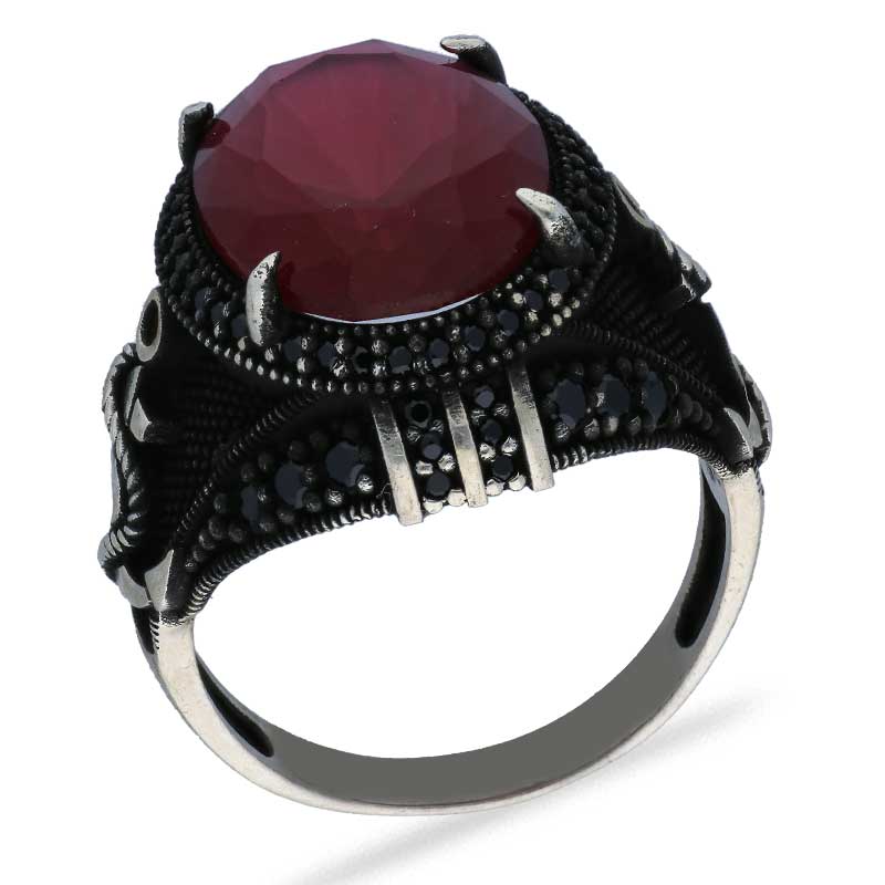 Sterling Silver 925 Men's Dollar Sign Solitaire Ring - FKJRNSLU2042