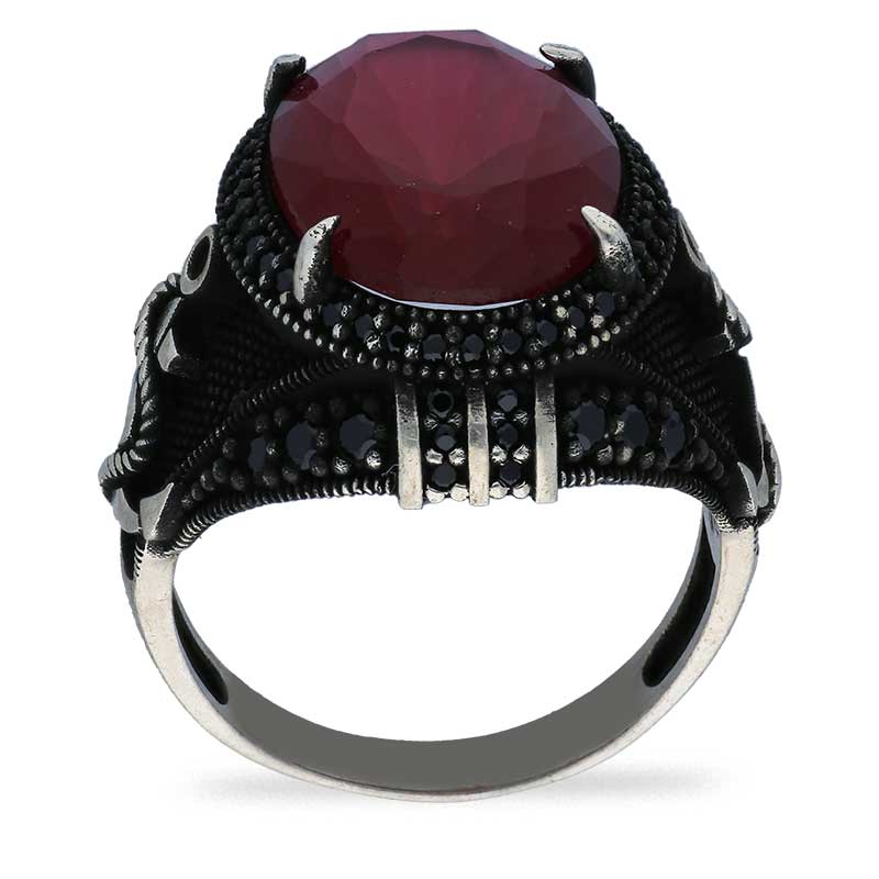 Sterling Silver 925 Men's Dollar Sign Solitaire Ring - FKJRNSLU2042