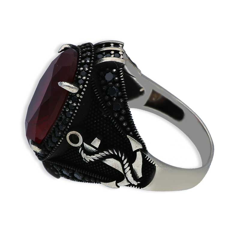 Sterling Silver 925 Men's Dollar Sign Solitaire Ring - FKJRNSLU2042