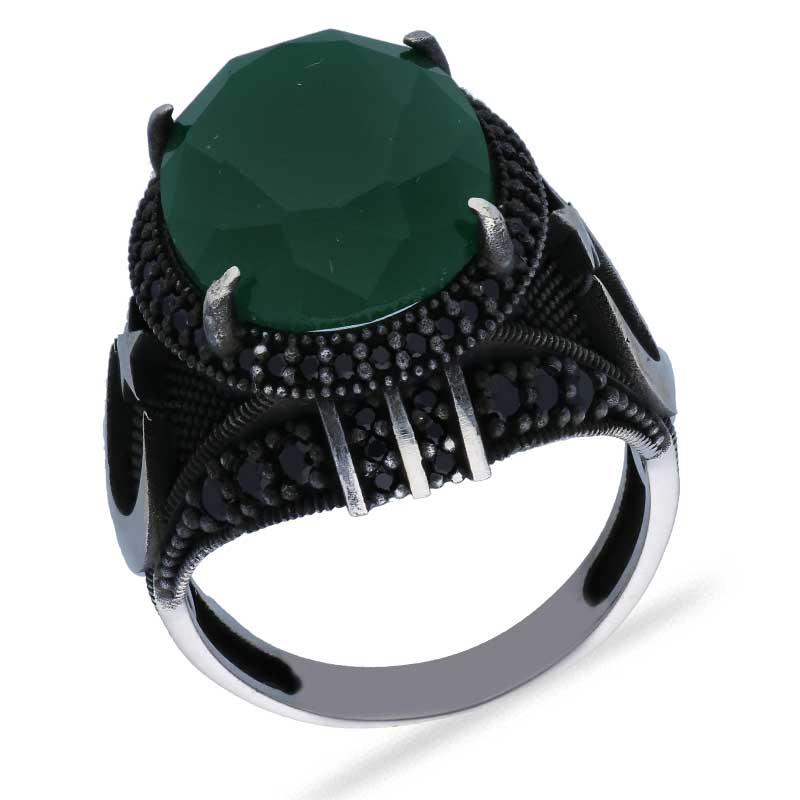 Sterling Silver 925 Men's Moon And Star Solitaire Ring - FKJRNSLU2040
