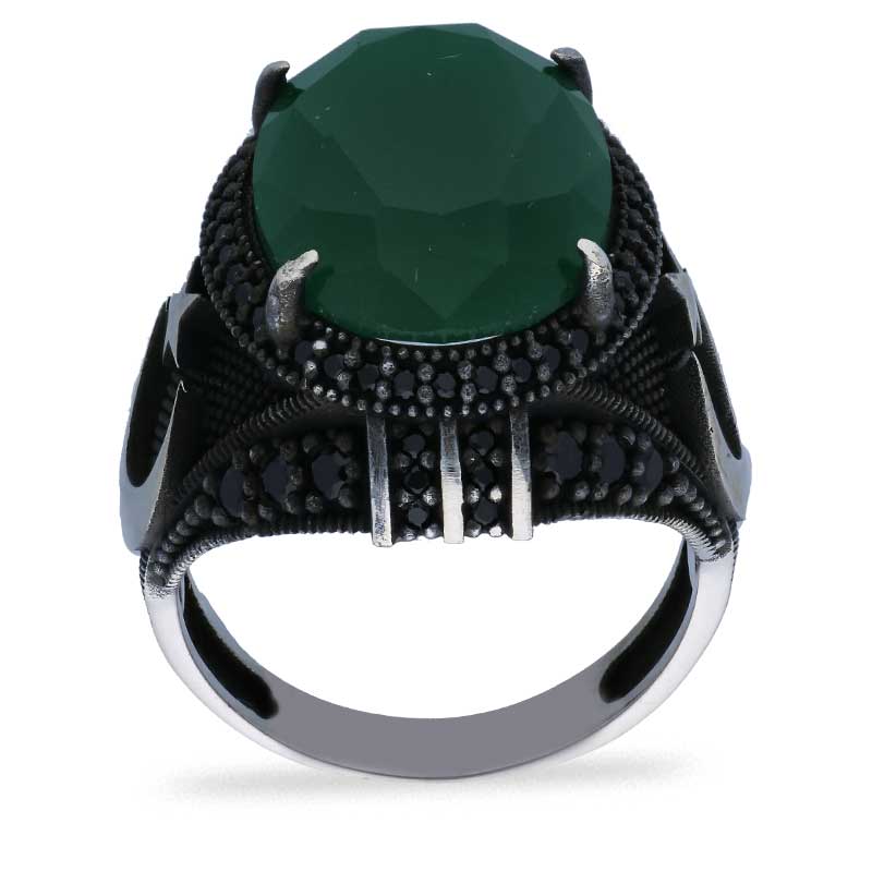 Sterling Silver 925 Men's Moon And Star Solitaire Ring - FKJRNSLU2040