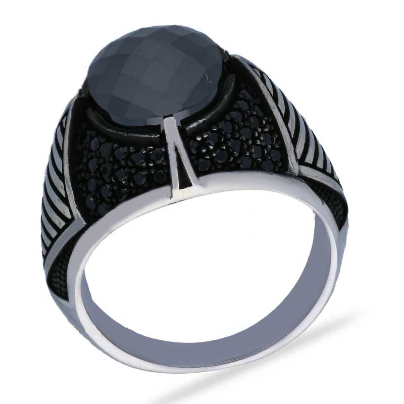 Sterling Silver 925 Men's Solitaire Ring - FKJRNSLU2047