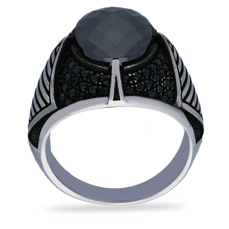Sterling Silver 925 Men's Solitaire Ring - FKJRNSLU2047