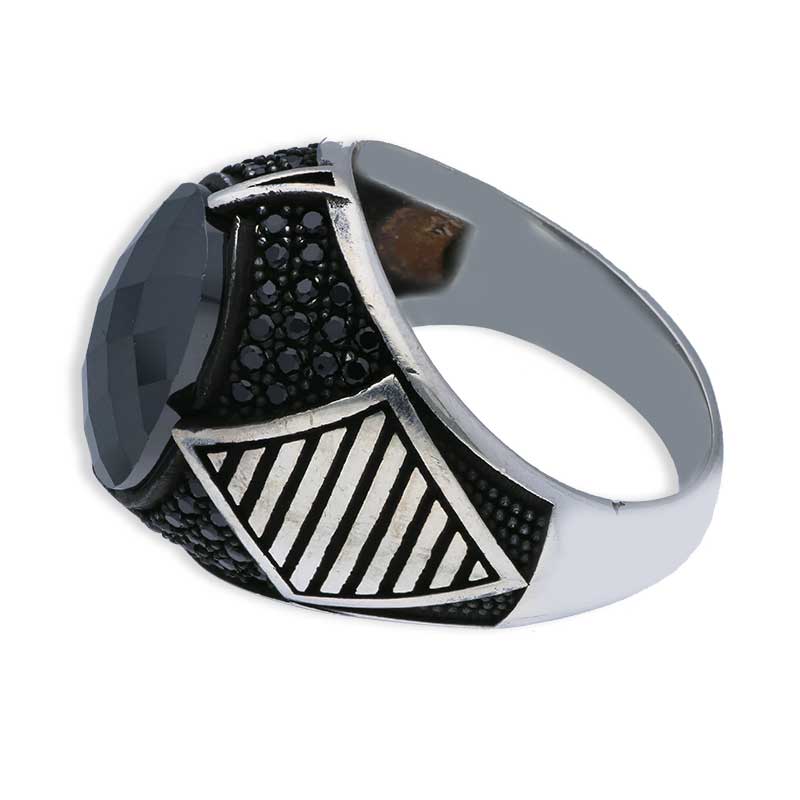 Sterling Silver 925 Men's Solitaire Ring - FKJRNSLU2047
