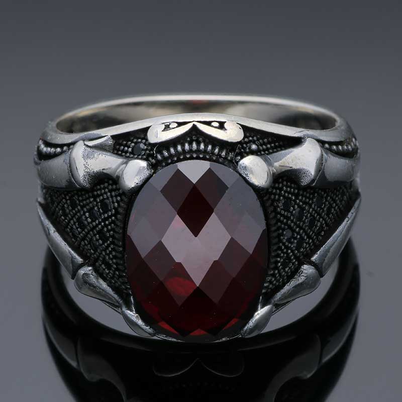 Sterling Silver 925 Men's Solitaire Ring - FKJRNSLU2043