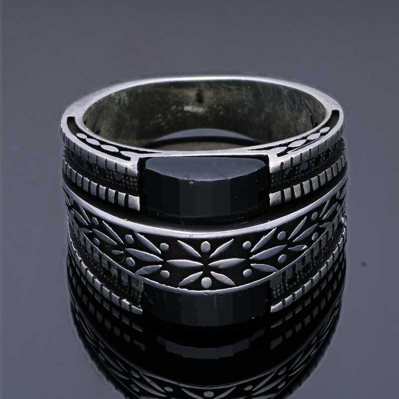 Sterling Silver 925 Men's Solitaire Ring - FKJRNSLU2044