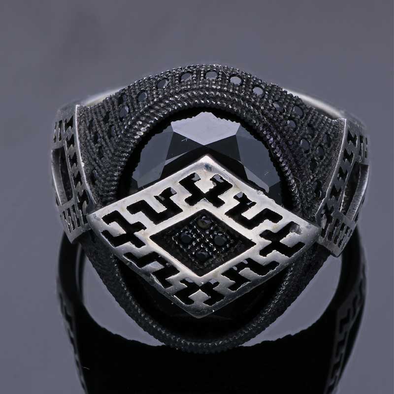 Sterling Silver 925 Men's Solitaire Ring - FKJRNSLU2046
