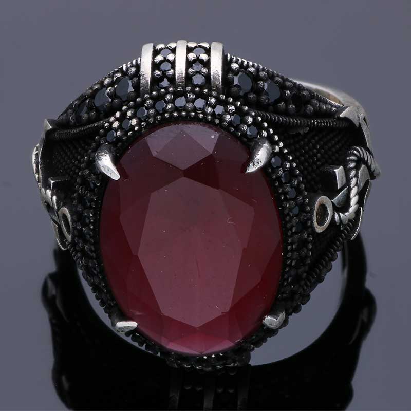 Sterling Silver 925 Men's Dollar Sign Solitaire Ring - FKJRNSLU2042
