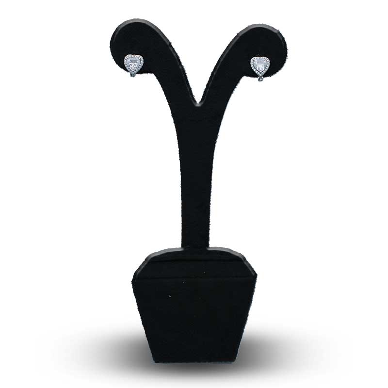 Sterling Silver 925 Heart Shaped Solitaire Clip Earrings - FKJERNSLU3123