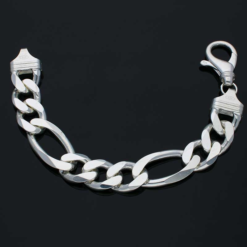 Sterling Silver 925 Men's Figaro Bracelet - FKJBRLSLU1039