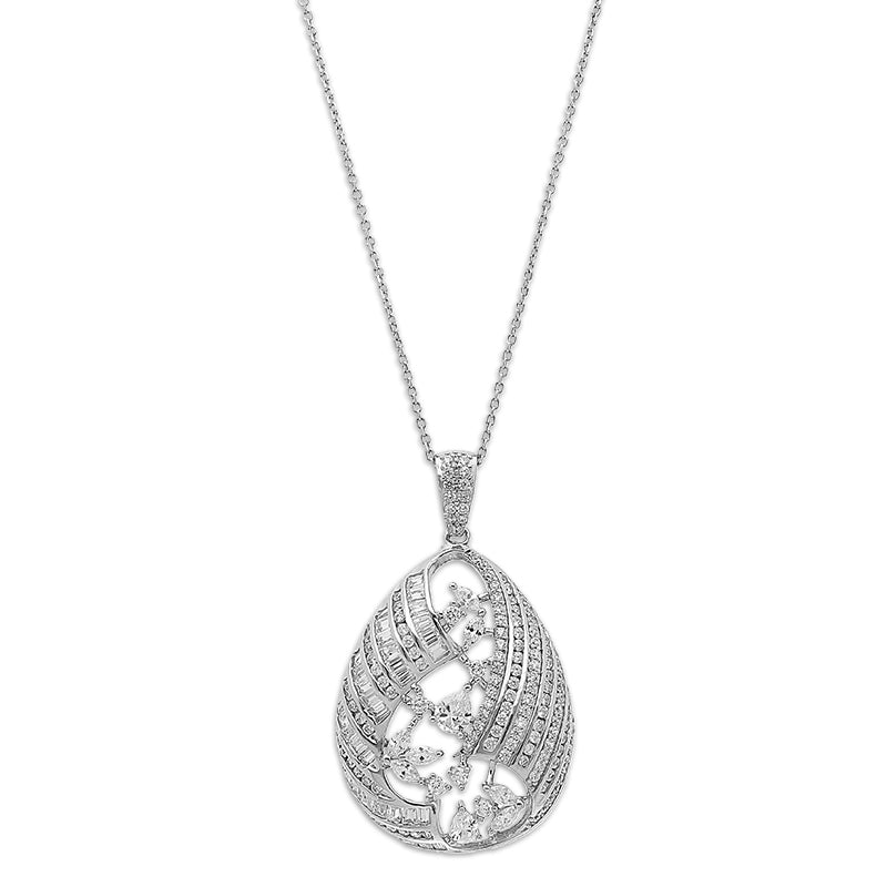 Sterling Silver 925 Leaf Shaped Pendant Set (Necklace, Earrings and Ring) - FKJNKLSTSLU2030