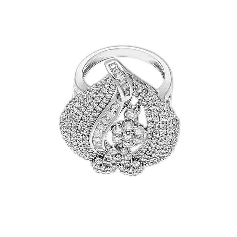 Sterling Silver 925 Leaf Shaped Pendant Set (Necklace, Earrings and Ring) - FKJNKLSTSLU2031