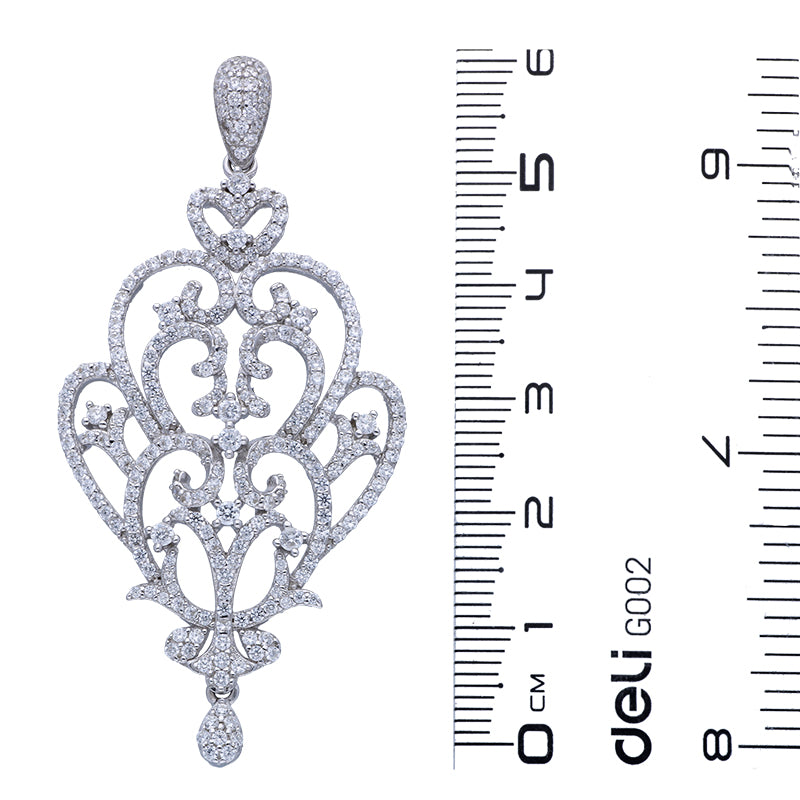 Sterling Silver 925 Pendant Set (Necklace, Earrings and Ring) - FKJNKLSTSLU2029